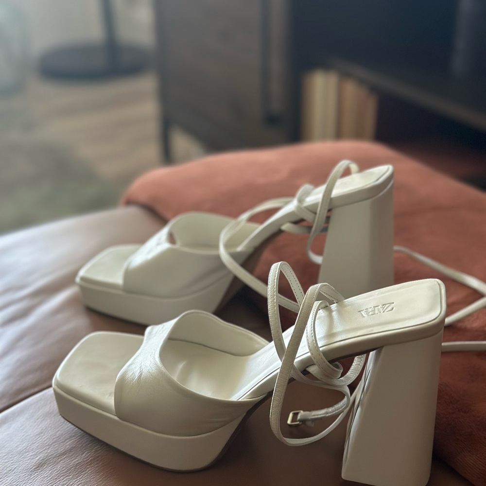 Zara Women's White Platform Heels